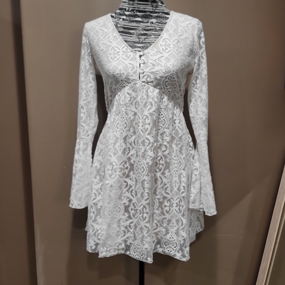 Bailey Blue White Lace Midi Dress